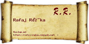 Rafaj Réka névjegykártya